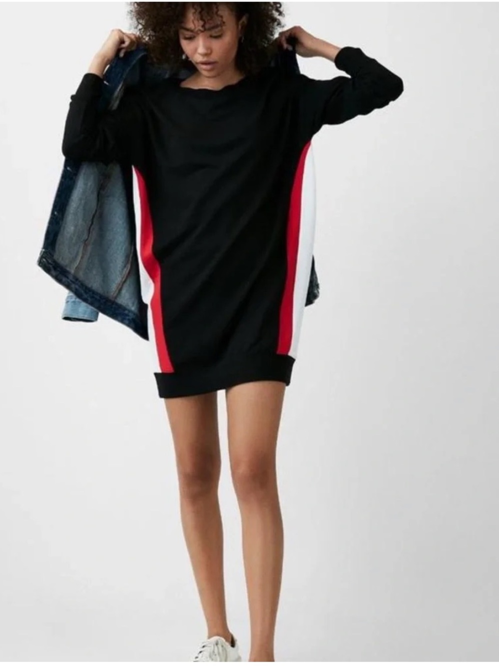 NWT Express Black Mini Dress with Red & White Side Panels